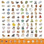 100 PCS Water Bottle Stickers for Kids, Cute Vinyl Aesthetic Waterproof Stickers for Laptop, Bumper, Skateboard, Water Bottles, Computer, Phone, Cartoon Anime Stickers (Cute Animals)