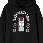 Bioworld Demon Slayer Corps Tanjiro Earring Long Sleeve Black Adult Hooded Sweatshirt-Large