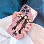 Akatxezy Nezuko Anime Character Phone Case Manga Design Tempered Glass Protective Cover for iPhone 16 Pro Max