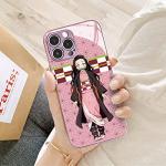 Akatxezy Nezuko Anime Character Phone Case Manga Design Tempered Glass Protective Cover for iPhone 16 Pro Max