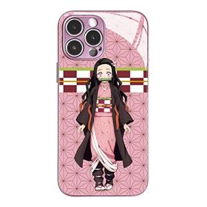 Akatxezy Nezuko Anime Character Phone Case Manga Design Tempered Glass Protective Cover for iPhone 16 Pro Max