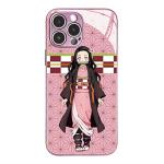 Akatxezy Nezuko Anime Character Phone Case Manga Design Tempered Glass Protective Cover for iPhone 16 Pro Max