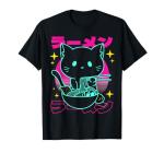 Kawaii Cat Retro Anime Ramen T-Shirt