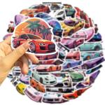 50Pcs American Cartoon Cars Stickers for Kids Animation Cars Stickers Classic Cartoon Anime Stickers for Laptops, Computers, Water Bottles (Cars)