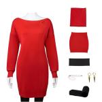 COLSA Women Cosplay Costume Anime Red Sweater Uniform Halloween Outfits Full Set With Earring(XL, Yor)