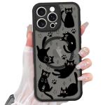 Heaofei Cute Magnetic Case for iPhone 16 Pro Max Case [ Compatible with MagSafe ] with Black Cat Cats Pattern Design for Women Girls Boys, Soft Bumper Hard Back Kawaii Animal Protective Phone Cover