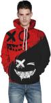 3D Graphic Anime Hoodie for Men - Red/Black