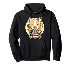 Kawaii Corgi Ramen Anime Pullover Hoodie