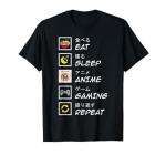 Eat Sleep Anime Gaming Repeat T-Shirt for Kids