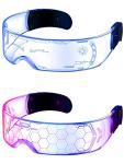 TOODOO 2 Pairs LED Visor Glasses 7 Colors Futuristic Glasses Light up Punk Accessories for Rave Party Costume(Cool Style)