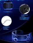 TOODOO 2 Pairs LED Visor Glasses 7 Colors Futuristic Glasses Light up Punk Accessories for Rave Party Costume(Cool Style)