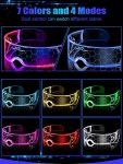 TOODOO 2 Pairs LED Visor Glasses 7 Colors Futuristic Glasses Light up Punk Accessories for Rave Party Costume(Cool Style)