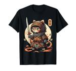 Kawaii Samurai Cat Ninja T-Shirt