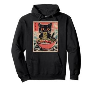 Kawaii Cat Ramen Anime Hoodie for Men