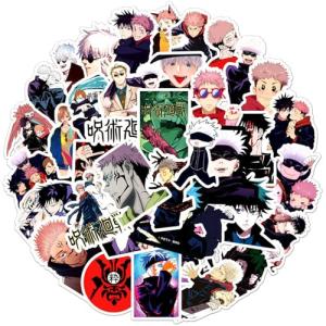 50Pcs Manga Jujutsu Kaisen Stickers Mixed Pack Hot Cartoon Anime Stickers Decorative Sticker for Kids Teens Adults Waterproof Sticker for Water Bottle Laptop (Zs)