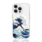 FEWGEY Clear Phone Case for iPhone 16 Pro Compatible with Magsafe, The Great Wave Japanese Anime Kanagawa Ocean Surf Beach Art Design Magnetic Shock Proof Heavy-Duty Protection for Men Boys Women