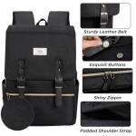 Ronyes Vintage Laptop Backpack for Women Men,15.6 inch Bookbag Casual Daypack with USB Charging Port for College Work, All Black Backpacks