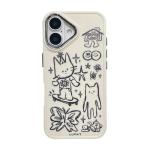 Emylisa Designed for iPhone Case, Cute Cat Butterfly Star Lucky Line Drawing Soft Phone Case (White,for iPhone 15)