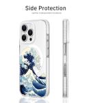 FEWGEY Clear Phone Case for iPhone 16 Pro Compatible with Magsafe, The Great Wave Japanese Anime Kanagawa Ocean Surf Beach Art Design Magnetic Shock Proof Heavy-Duty Protection for Men Boys Women