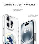 FEWGEY Clear Phone Case for iPhone 16 Pro Compatible with Magsafe, The Great Wave Japanese Anime Kanagawa Ocean Surf Beach Art Design Magnetic Shock Proof Heavy-Duty Protection for Men Boys Women