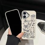 Emylisa Designed for iPhone Case, Cute Cat Butterfly Star Lucky Line Drawing Soft Phone Case (White,for iPhone 15)