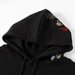 HaiZi XiHuan Streetwear Men's Dragon Embroidered Heavyweight Graphic Hoodies Japanese Techwear baggy Anime Hoodie (Black,M)