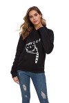 RGOSME Hoodies for Teen Girls, Cat Hoodie for Women Girl Sleeping Cat Printed Pullover Sweatshirt Tops (Black,M)