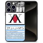 Hunter HxH License Anime Black Glass Phone Case for iPhone 15 Pro Max, Manga Minimalist Artistic Glossy Design Protective Shell