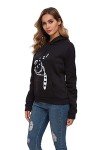 RGOSME Hoodies for Teen Girls, Cat Hoodie for Women Girl Sleeping Cat Printed Pullover Sweatshirt Tops (Black,M)