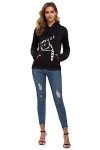 RGOSME Hoodies for Teen Girls, Cat Hoodie for Women Girl Sleeping Cat Printed Pullover Sweatshirt Tops (Black,M)