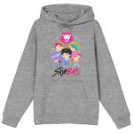 KPop Demon Hunters Saja Boys Kawaii Chibi Art Adult Heather Gray Long Sleeve Hoodie-3XL