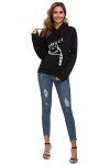 RGOSME Hoodies for Teen Girls, Cat Hoodie for Women Girl Sleeping Cat Printed Pullover Sweatshirt Tops (Black,M)