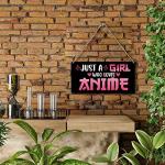 Funny Just a Girl Who Loves Anime Wood Sign Rustic Anime Lovers Wooden Hanging Plaque for Home Living Room Girl Bedroom Wall Art Decoration 6 x 12 Inches Present