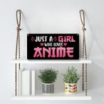 Funny Just a Girl Who Loves Anime Wood Sign Rustic Anime Lovers Wooden Hanging Plaque for Home Living Room Girl Bedroom Wall Art Decoration 6 x 12 Inches Present