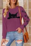 Black Cat Shirt for Women Cat Mom Graphic Tee Shirts Cat Shirt Long Sleeve Pullover Tops