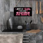 Funny Just a Girl Who Loves Anime Wood Sign Rustic Anime Lovers Wooden Hanging Plaque for Home Living Room Girl Bedroom Wall Art Decoration 6 x 12 Inches Present