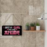 Funny Just a Girl Who Loves Anime Wood Sign Rustic Anime Lovers Wooden Hanging Plaque for Home Living Room Girl Bedroom Wall Art Decoration 6 x 12 Inches Present