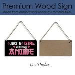 Funny Just a Girl Who Loves Anime Wood Sign Rustic Anime Lovers Wooden Hanging Plaque for Home Living Room Girl Bedroom Wall Art Decoration 6 x 12 Inches Present