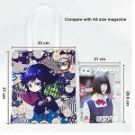 Rejolly Demon Slayer Anime Canvas Tote Bag 4 Pack Reusable Grocery Shopping Handbag Japanese Animation Shoulder Bag (F)