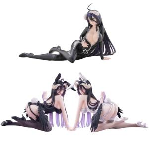 MABAIUDE 3pcs Albedo Figure Bunny Girl Albedo Statue Anime Figurine Kneeling Pose Girl 1/7 Scale Manga Character Model Handmade Collectible Desktop Decoration