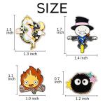 Pounchi Cute Calcifer Enamel Pins (4 Pcs) Anime Lapel Pin Office Supplies Cute Enamel Badge Gift for Bag Backpacks Teens
