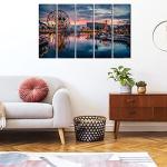 Vintage Amusement Park Wall Art for Living Room Cartoon Anime Castle Photo Canvas Prints Bedroom Wall Decor Nursery Room Ferris Wheel Scenic Panoramic Picture Poster Artwork Home Decoration 12x32” 5P