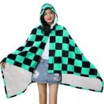 Juejuezi Hooded Wearable Blanket Hoodie Throw Blanket Cloak Cosplay Costume Shawl Wrap Nap Quilt 160x100 cm/63x40in(Green,One Size)
