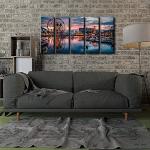 Vintage Amusement Park Wall Art for Living Room Cartoon Anime Castle Photo Canvas Prints Bedroom Wall Decor Nursery Room Ferris Wheel Scenic Panoramic Picture Poster Artwork Home Decoration 12x32” 5P