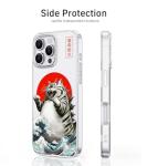 Clear Phone Case for iPhone 16 Pro Max Compatible with Magsafe, Funny Godzilla Cat Japanese Anime Catzilla Wave Design Shock Proof Heavy-Duty Protection for Men Women Boys Girls