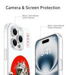 Clear Phone Case for iPhone 16 Pro Max Compatible with Magsafe, Funny Godzilla Cat Japanese Anime Catzilla Wave Design Shock Proof Heavy-Duty Protection for Men Women Boys Girls