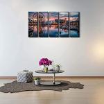 Vintage Amusement Park Wall Art for Living Room Cartoon Anime Castle Photo Canvas Prints Bedroom Wall Decor Nursery Room Ferris Wheel Scenic Panoramic Picture Poster Artwork Home Decoration 12x32” 5P