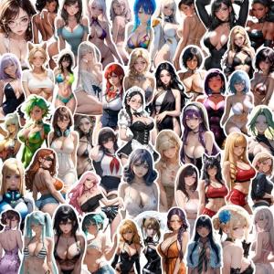 Cute Anime Waifu Stickers 50 PCS – 3-Inch | Kawaii Anime Girls | Large Size Stickers for Men | Decals for Car Mirrors & Water Bottles | Waterproof Vinyl Stickers | Aesthetic Scrapbook Sticker