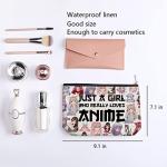 kdxpbpz Cosmetic Bag for Women, Waterproof Flax Material, Anime Lover Gifts for Girls, Travel Makeup Organizer Zipper Pouch