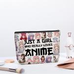 kdxpbpz Cosmetic Bag for Women, Waterproof Flax Material, Anime Lover Gifts for Girls, Travel Makeup Organizer Zipper Pouch